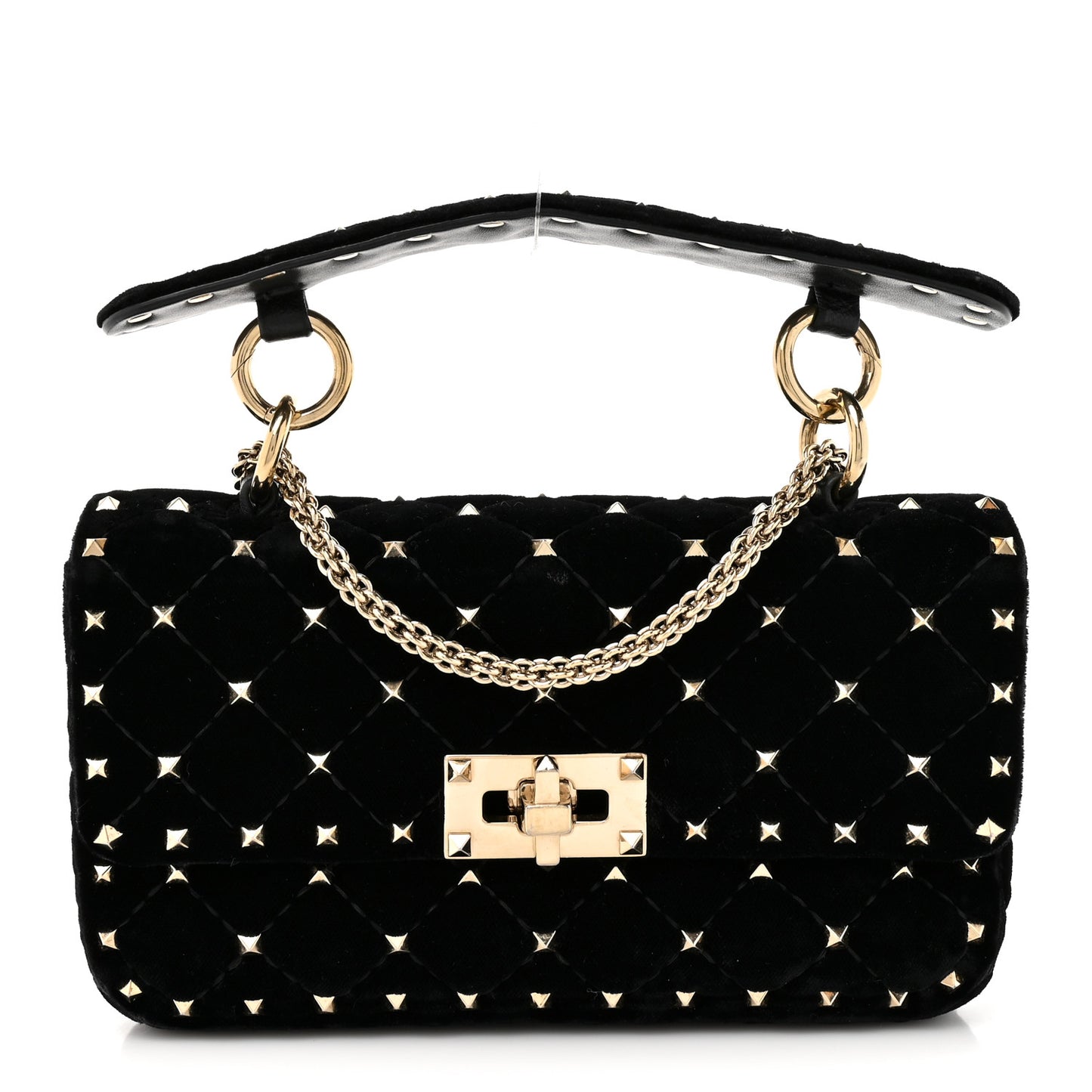 Velvet Small Rockstud Spike Shoulder Bag Black