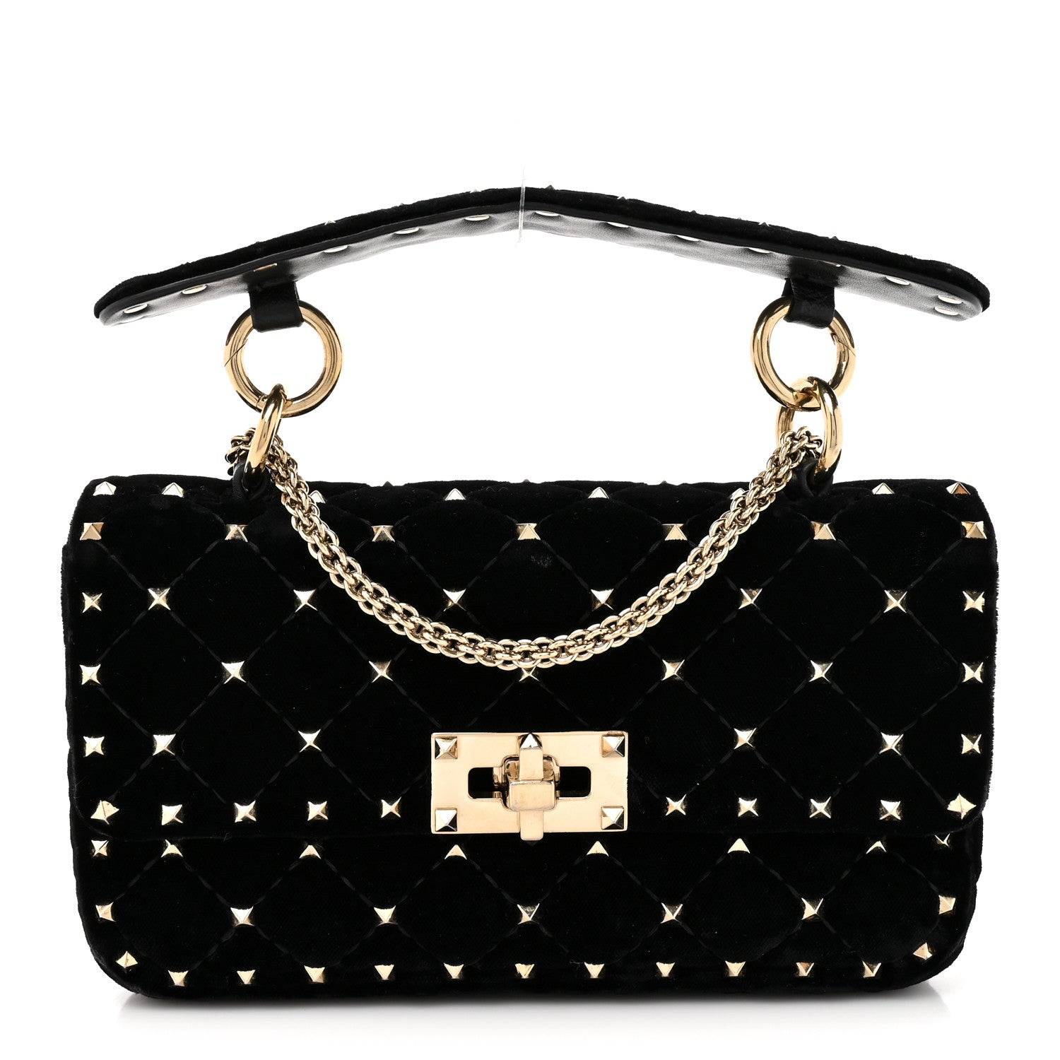 Valentino Garavani Velvet Small Rockstud Spike Shoulder Bag Black 1 of 11