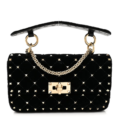 Valentino Garavani Velvet Small Rockstud Spike Shoulder Bag Black 1 of 11