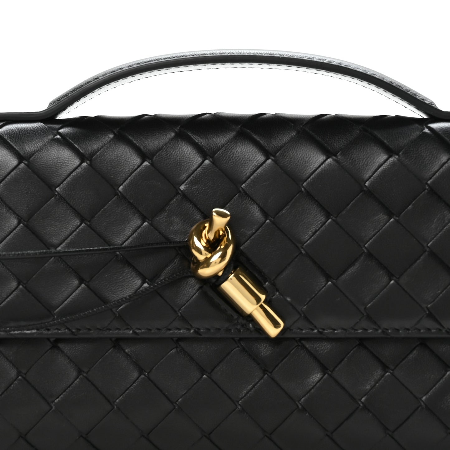 Nappa Intrecciato Long Andiamo Top Handle Clutch Black