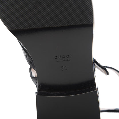 Gucci Calfskin Bee Embroidered Womens Queercore Brogue Wingtip Monk Strap Loafers 38 Black 7 of 9