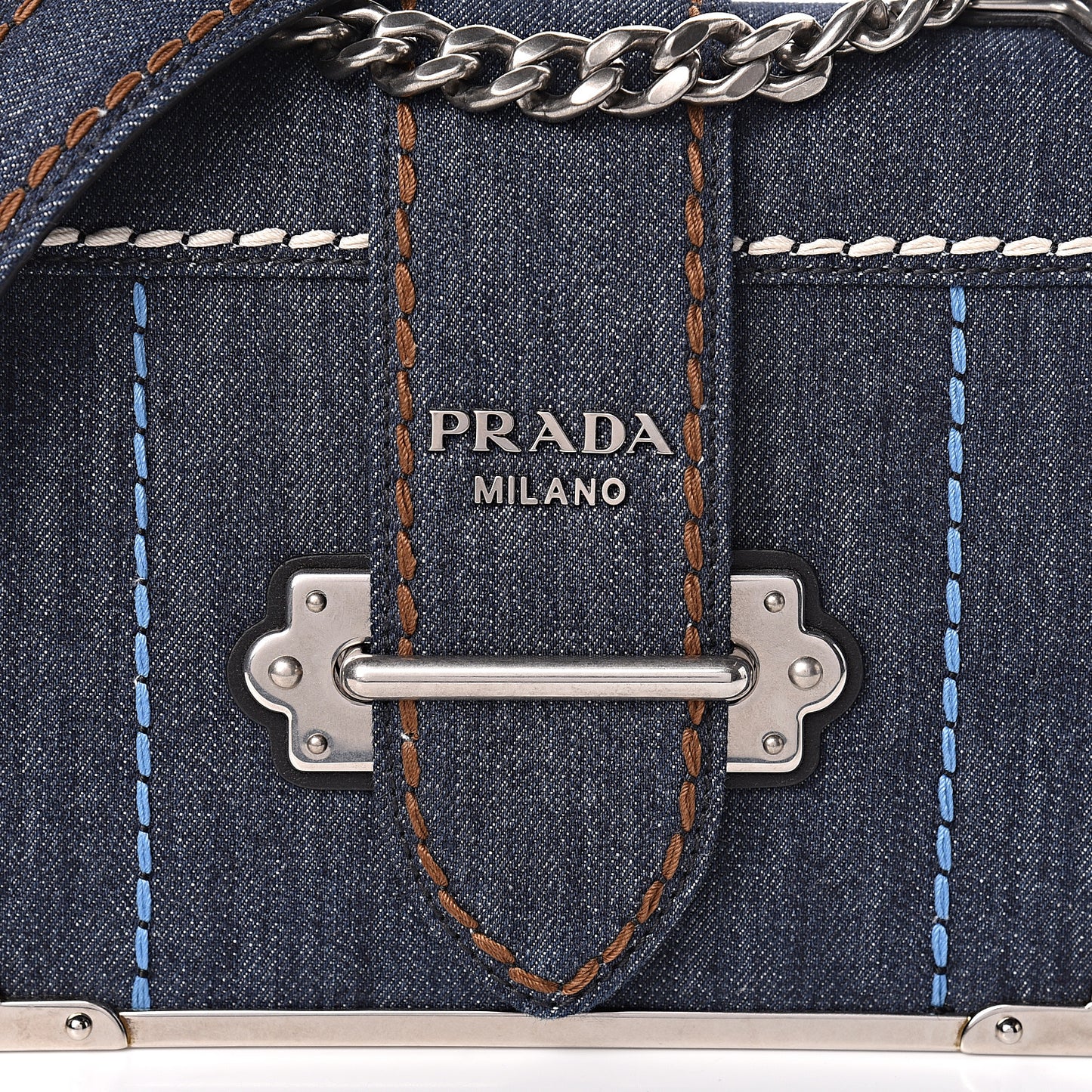 Denim City Calf Cahier Bag Blue Black