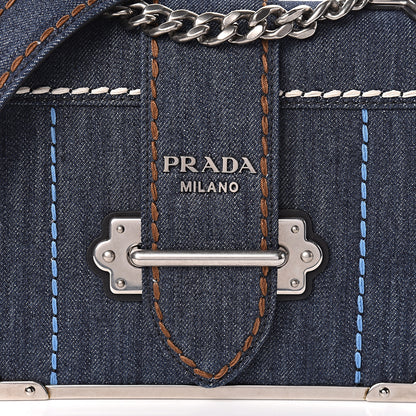 Prada Denim City Calf Cahier Bag Blue Black 9 of 9