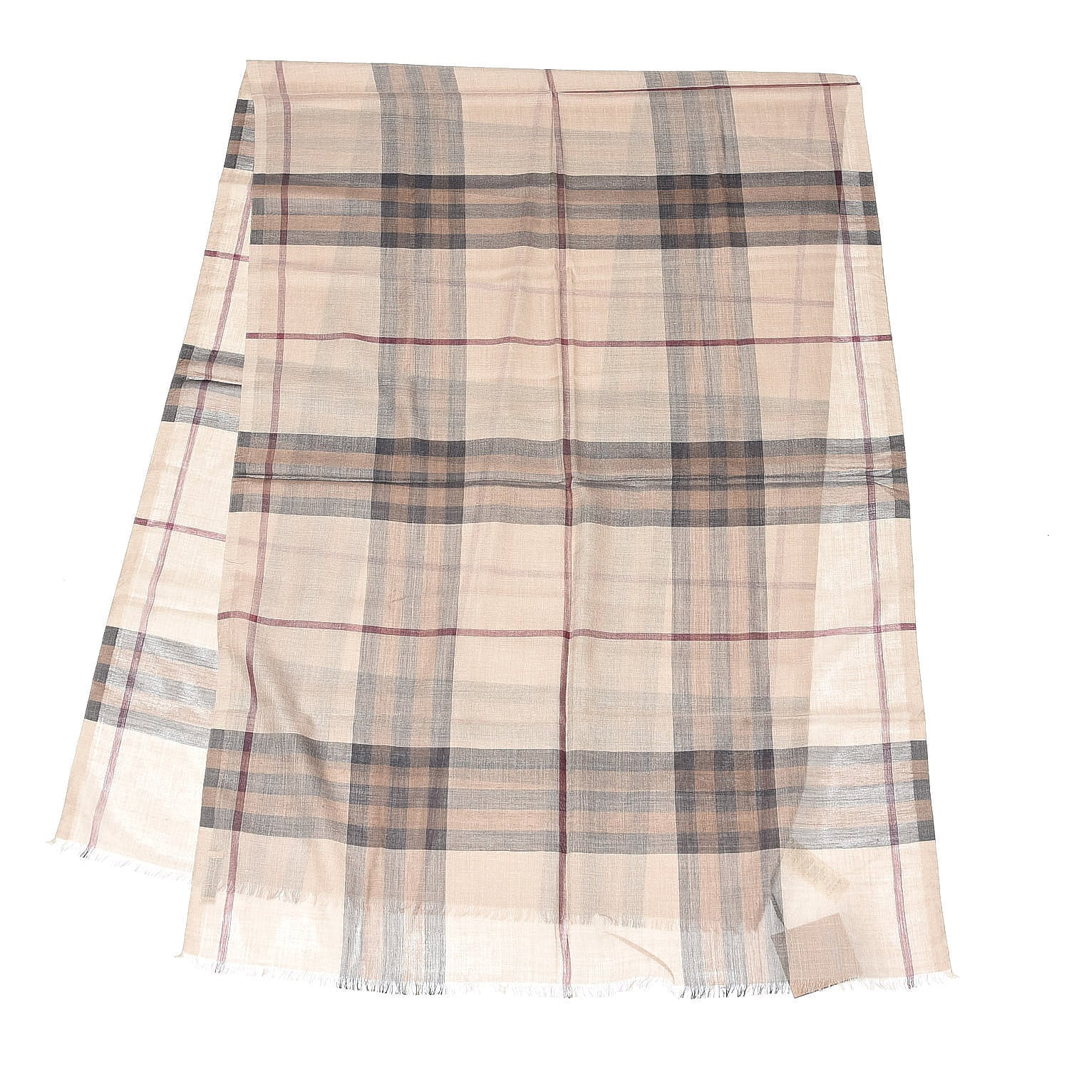 Burberry Wool Silk Gauze Giant Check Scarf Camel 3 of 4