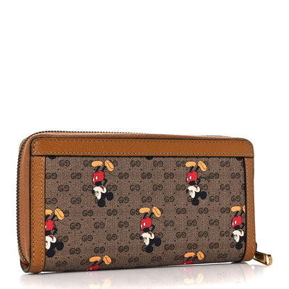 Gucci X DISNEY Mini Vintage GG Supreme Monogram Mickey Mouse Zip Around Wallet Beige Vintage Sun Oil 3 of 12