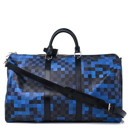 Louis Vuitton Damier Graphite Pixel Keepall Bandouliere 50 Blue 1 of 10