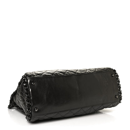 Chanel Metallic Calfskin Quilted Large Chain Me Hobo Dark Grey 4 of 10