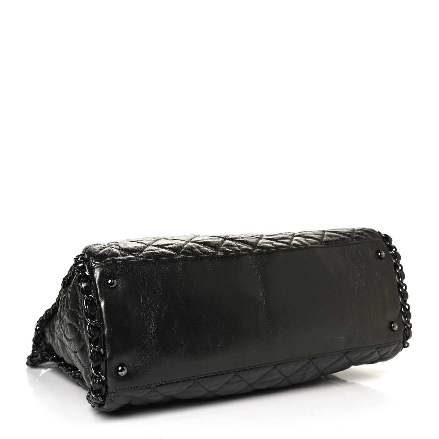 Chanel Metallic Calfskin Quilted Large Chain Me Hobo Dark Grey 4 of 10