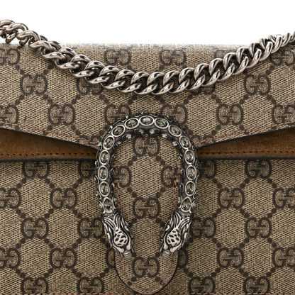 Gucci GG Supreme Monogram Suede Crystal Small Dionysus Shoulder Bag Beige Ebony Taupe 9 of 11