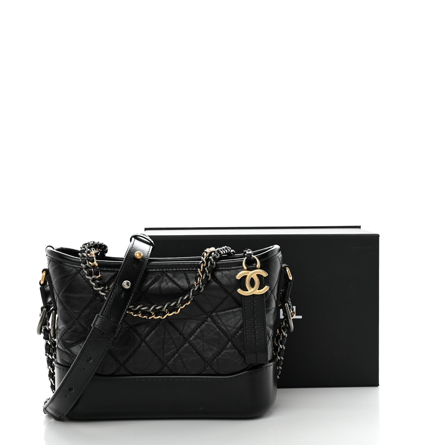 Chanel Aged Calfskin Quilted Small Gabrielle Hobo Black 3 of 11