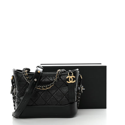 Chanel Aged Calfskin Quilted Small Gabrielle Hobo Black 3 of 11