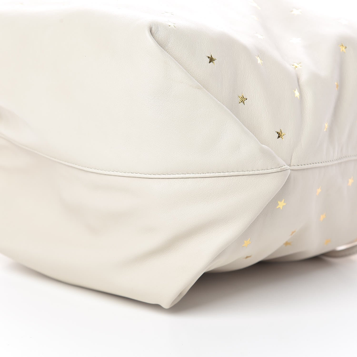 Saint Laurent Lambskin Star Printed Teddy Drawstring Bag White 11 of 11
