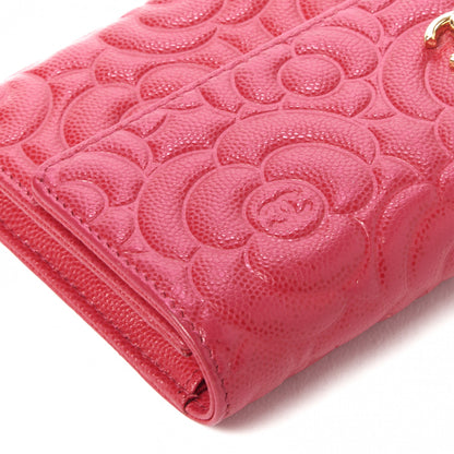 Chanel Caviar Camellia Embossed Flap Wallet Fuschia 5 of 9