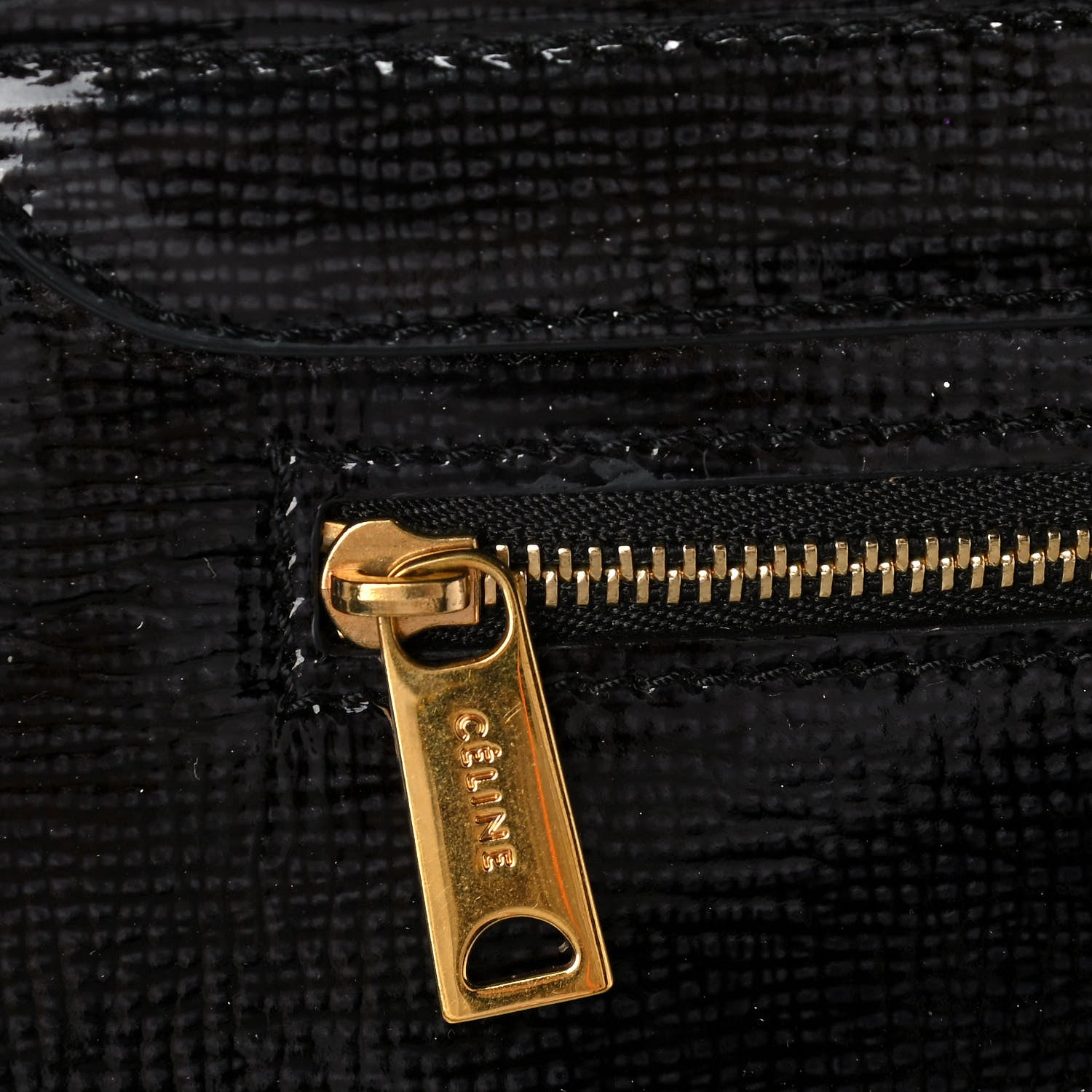 Celine Patent Suede Medium Trapeze Black 14 of 22