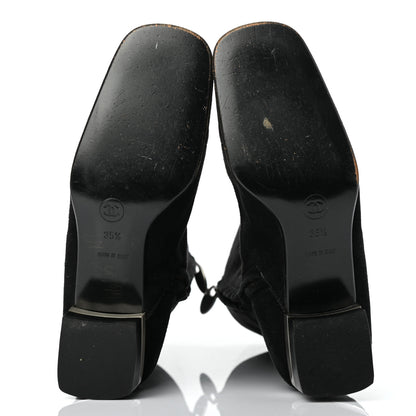 Chanel Suede CC Cap Toe Boots 35.5 Black 5 of 13