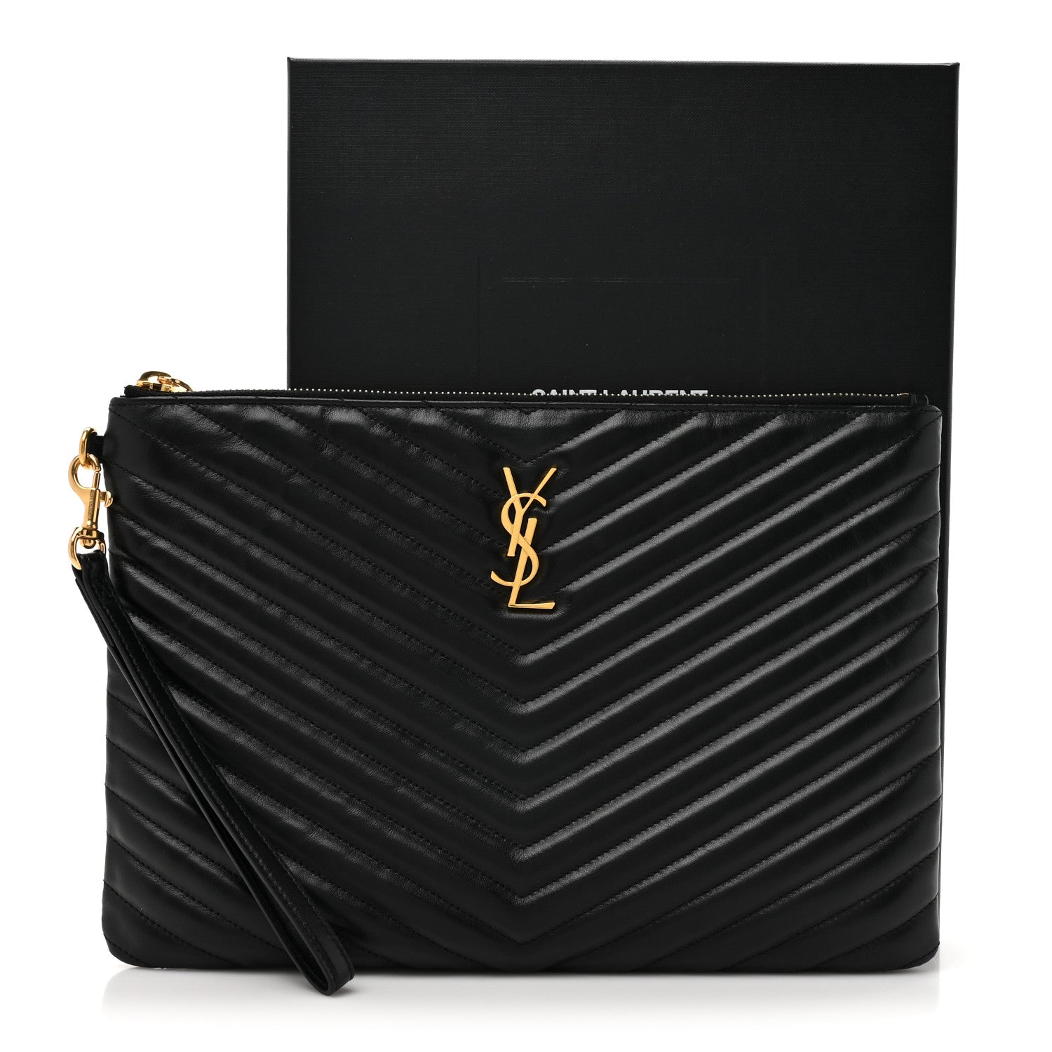 Saint Laurent Calfskin Matelasse Monogram Cassandre Tablet Pouch Black 8 of 8