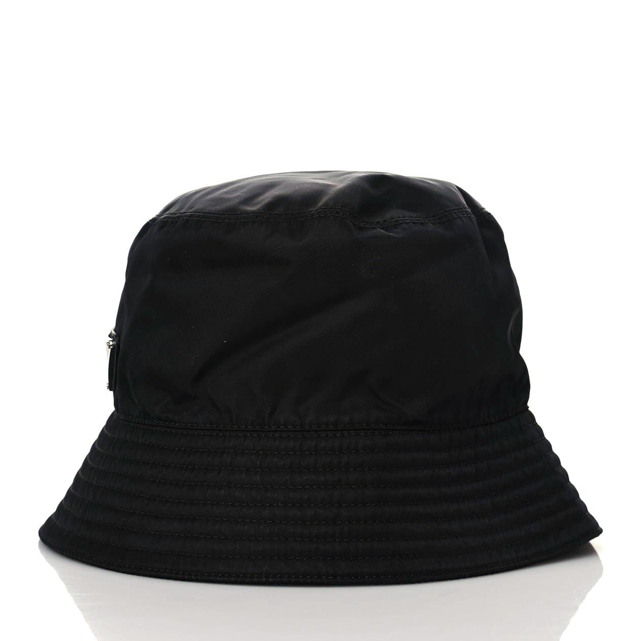 Prada Re-Nylon Metal Triangle Logo Womens Bucket Hat S Black 4 of 7