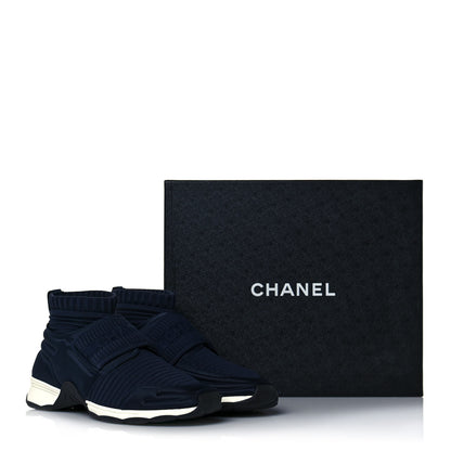 Chanel Stretch Fabric CC Sneakers 38.5 Blue 8 of 8