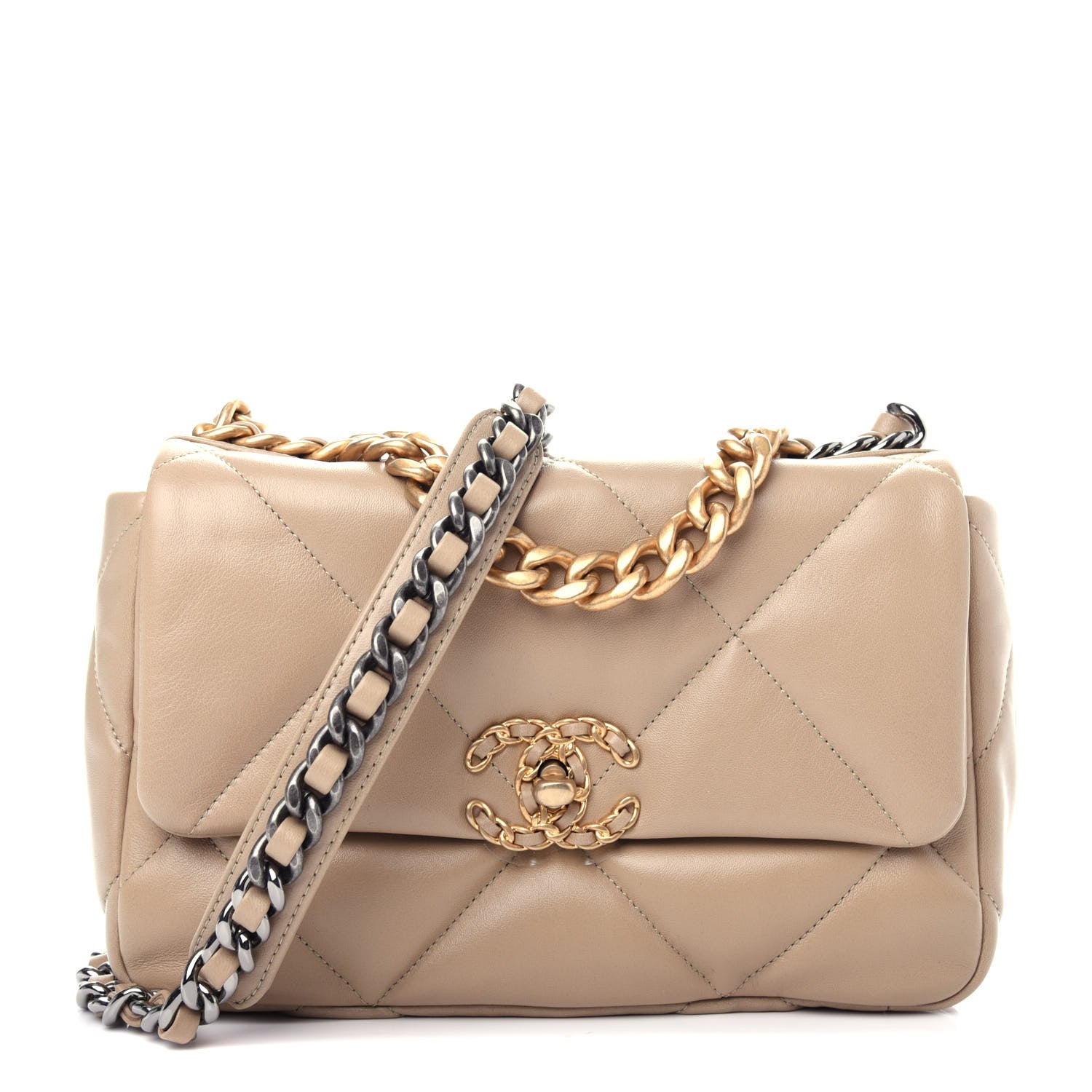 Chanel Lambskin Quilted Medium Chanel 19 Flap Dark Beige 1 of 10
