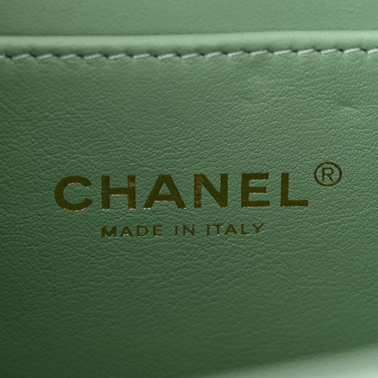 Shiny Calfskin Quilted Mini Metal Top Handle Flap Light Green