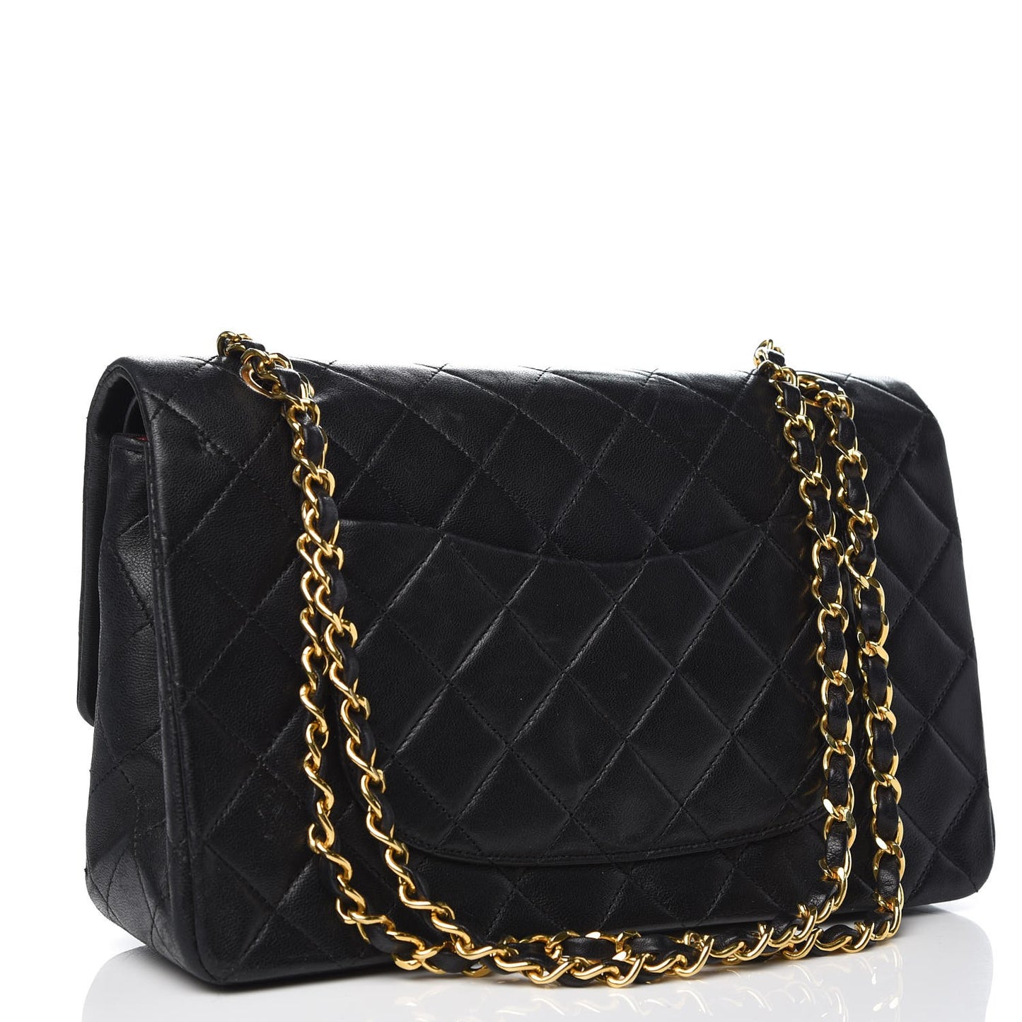 Lambskin Quilted Medium Double Flap Black