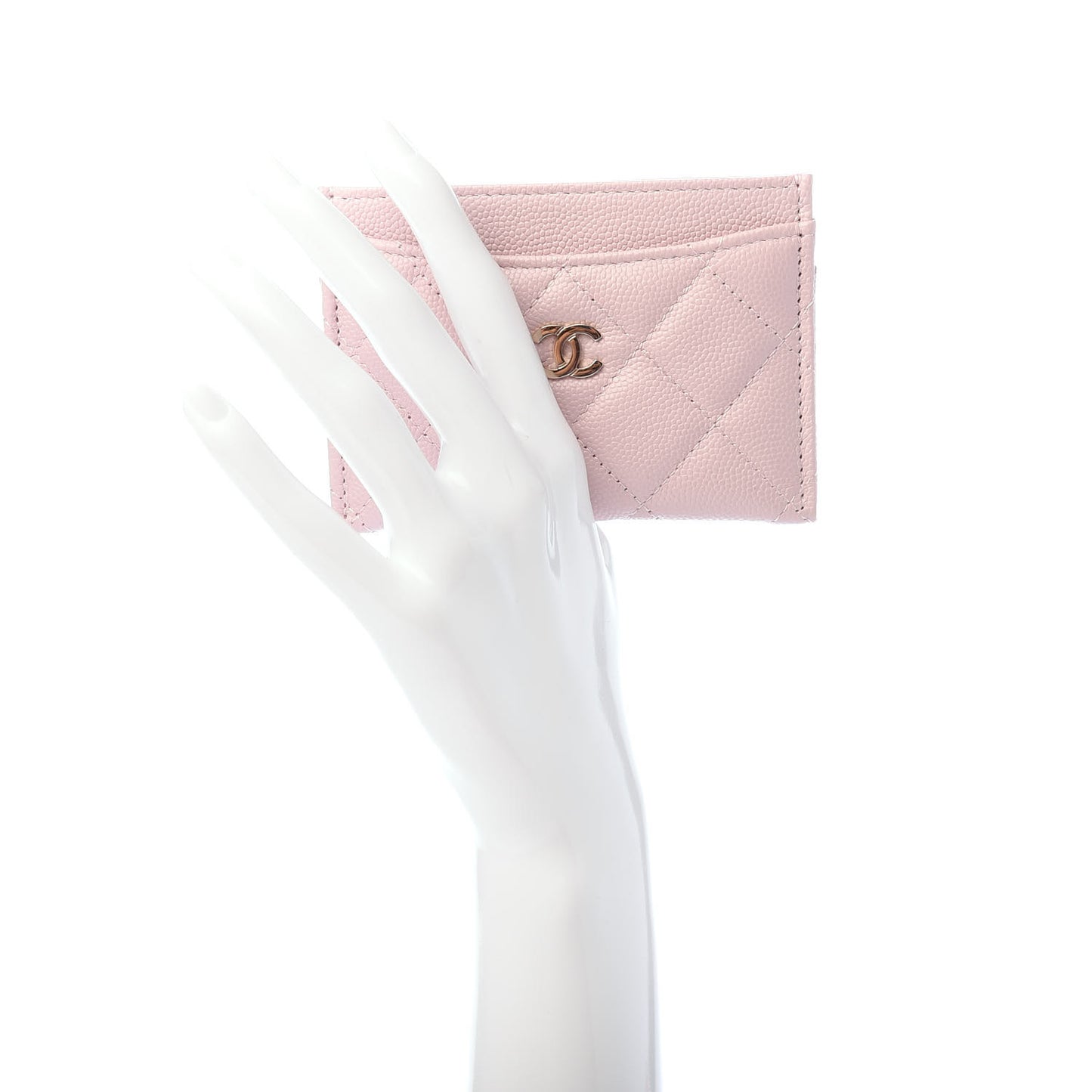 Caviar Quilted Card Holder Light Pink