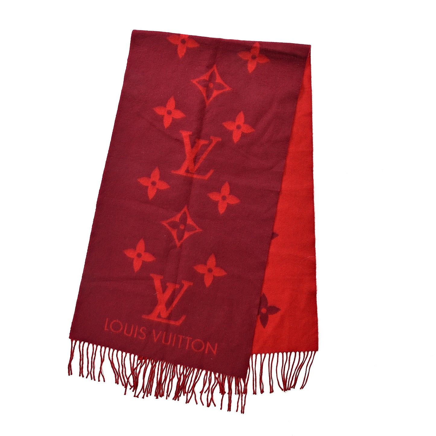 Cashmere Monogram Reykjavik Scarf Cherry