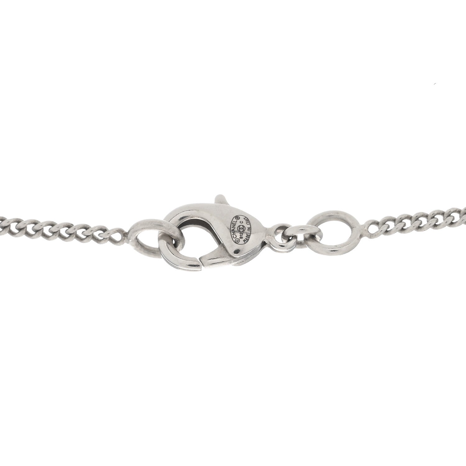 Chanel Resin CC Drop Necklace Silver Blue 2 of 3