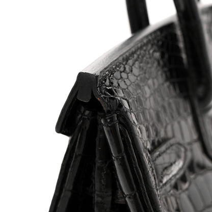 Hermes Shiny Niloticus Crocodile Birkin 30 Black 13 of 15