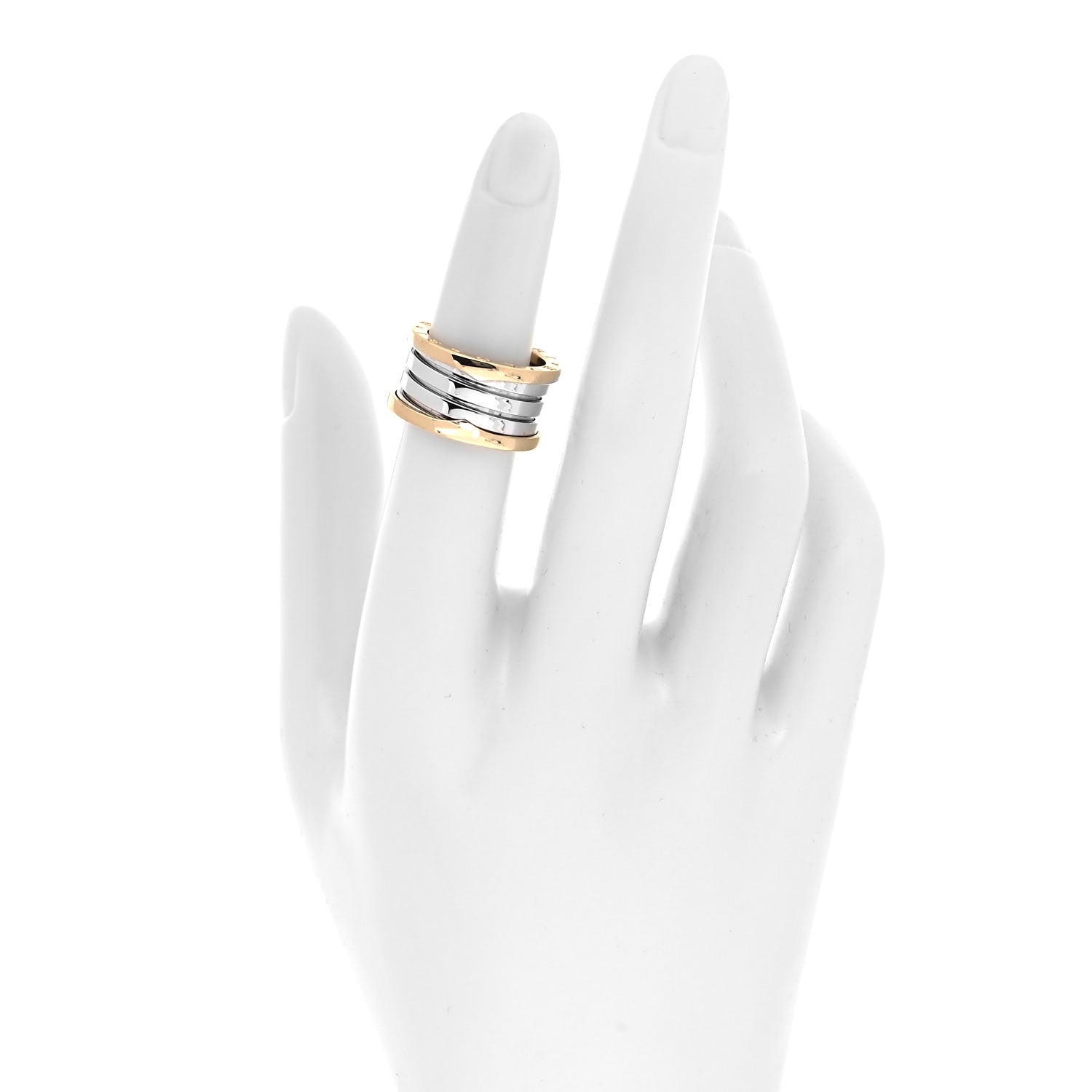 Bulgari 18K White Yellow Gold B.Zero1 Four-Band Ring 50 5.25 2 of 5
