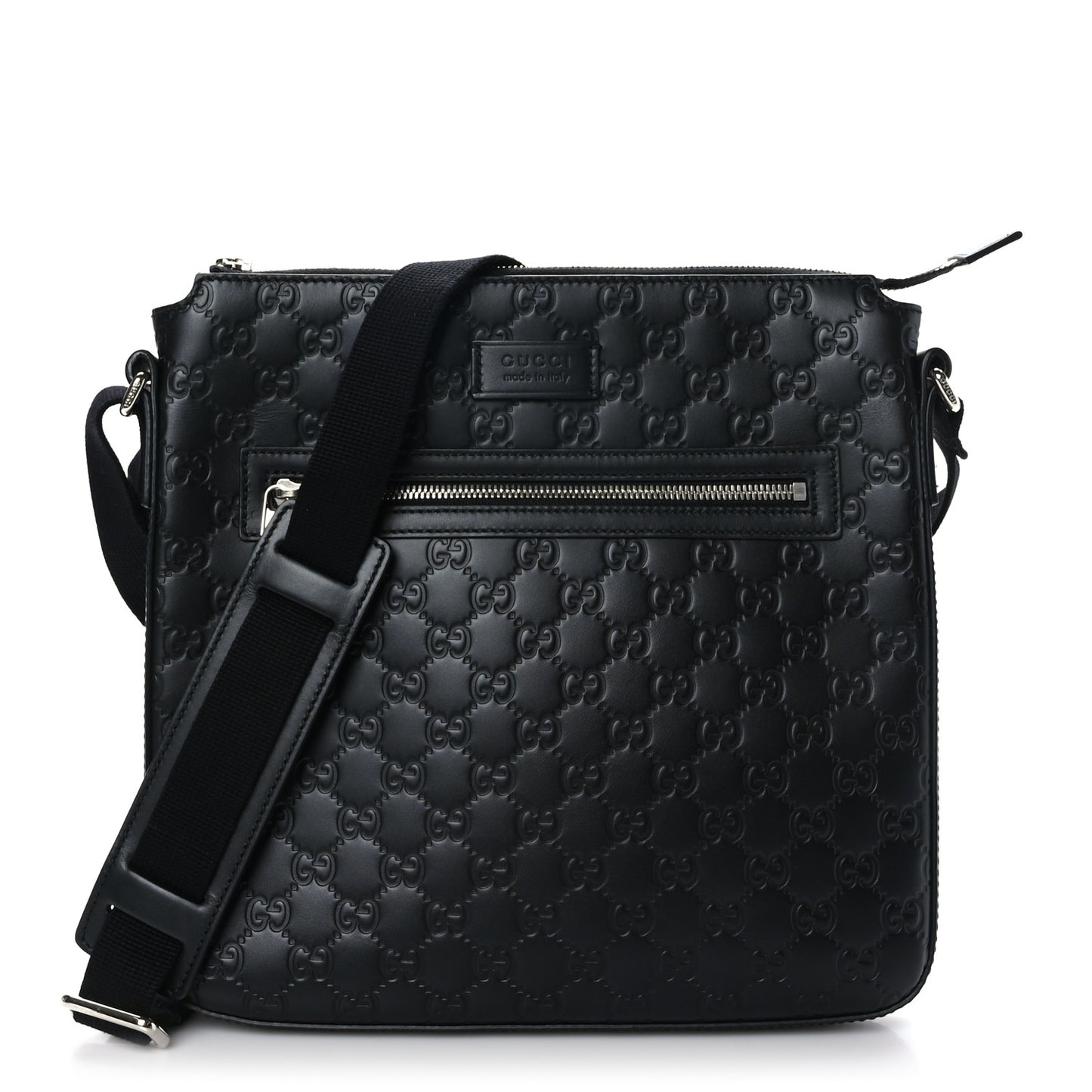 Guccissima Signature Medium Flat Messenger Bag Black