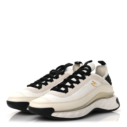 Chanel Velvet Calfskin Mixed Fibers CC Sneakers 40.5 Ivory Black 4 of 11