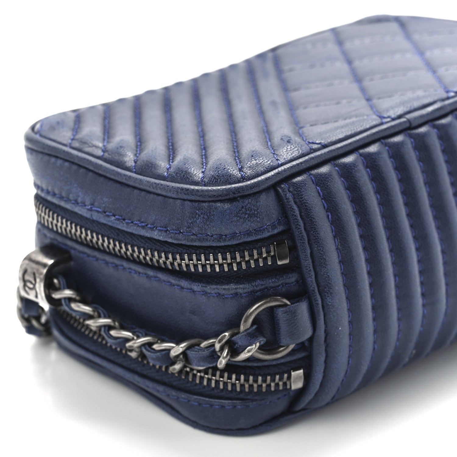 Chanel Lambskin Quilted Mini Coco Boy Camera Bag Blue 10 of 11