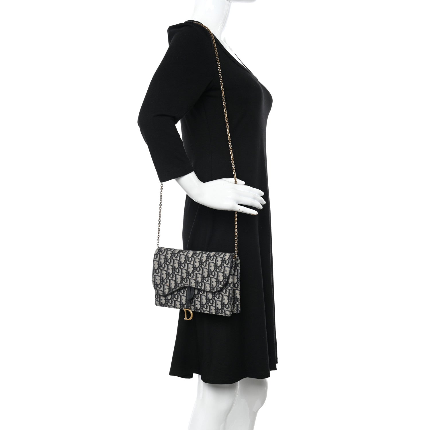 Christian Dior Oblique Saddle Chain Pouch Blue 2 of 17