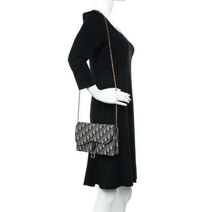 Christian Dior Oblique Saddle Chain Pouch Blue 2 of 17