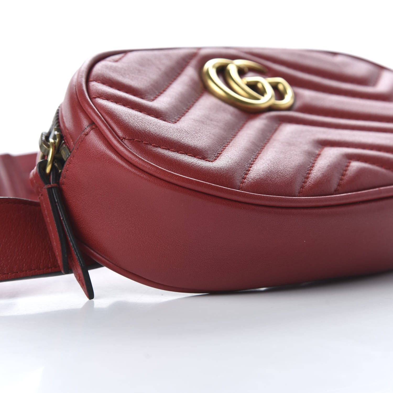 Gucci Calfskin Matelasse GG Marmont Belt Bag 95 38 Hibiscus Red 6 of 11