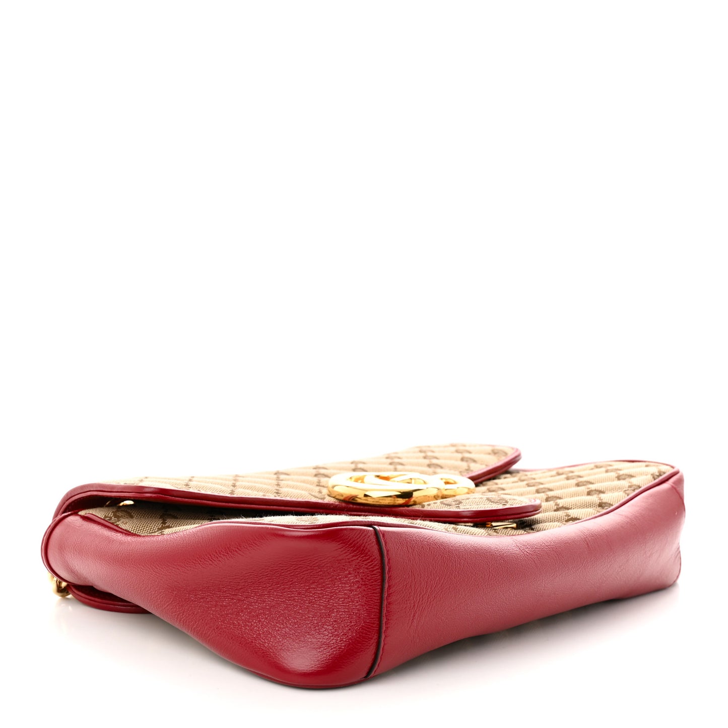 Monogram Azalea Calfskin Matelasse Diagonal Medium GG Marmont Shoulder Bag Beige Ebony New Cherry Red