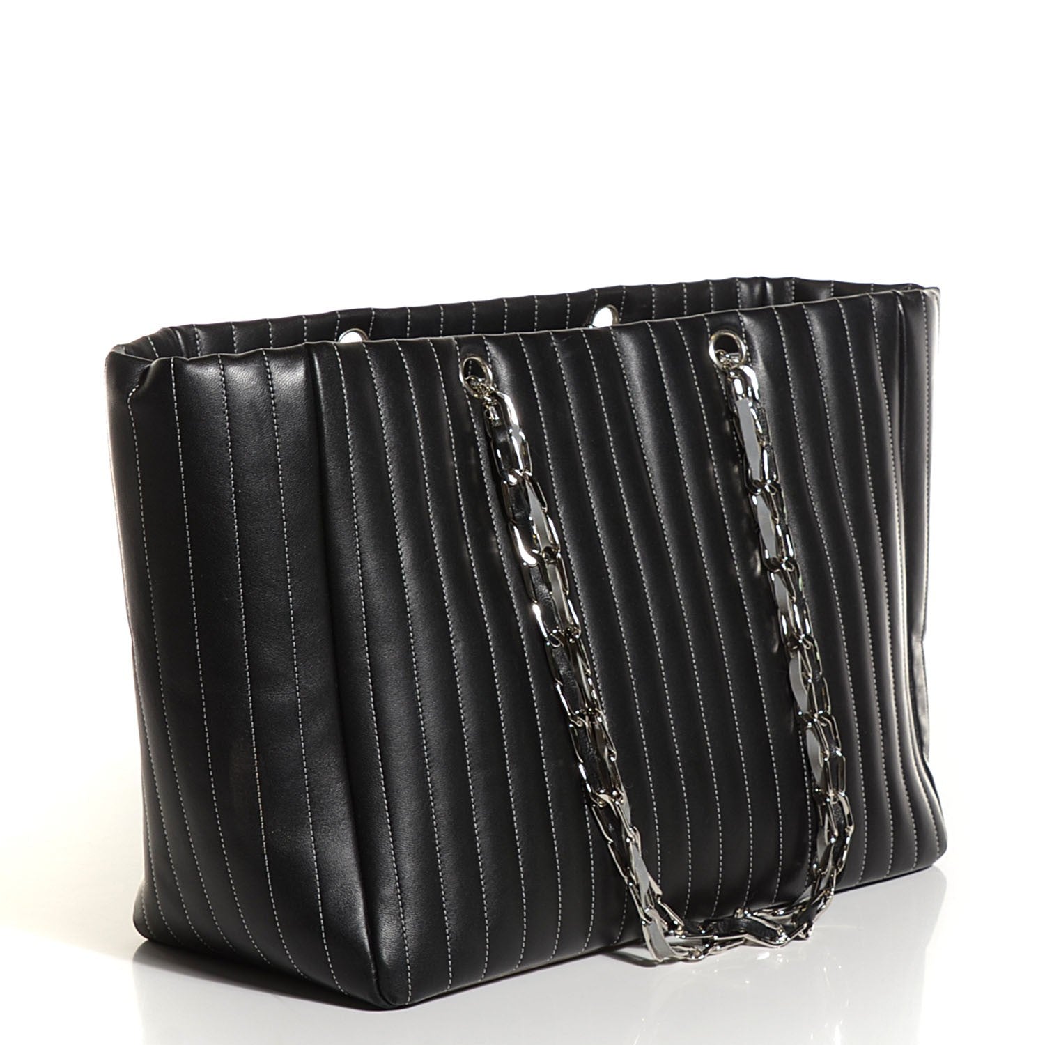 Chanel Lambskin Vertical Quilted Large Mademoiselle Tote Black 3 of 7