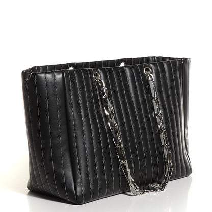 Chanel Lambskin Vertical Quilted Large Mademoiselle Tote Black 3 of 7