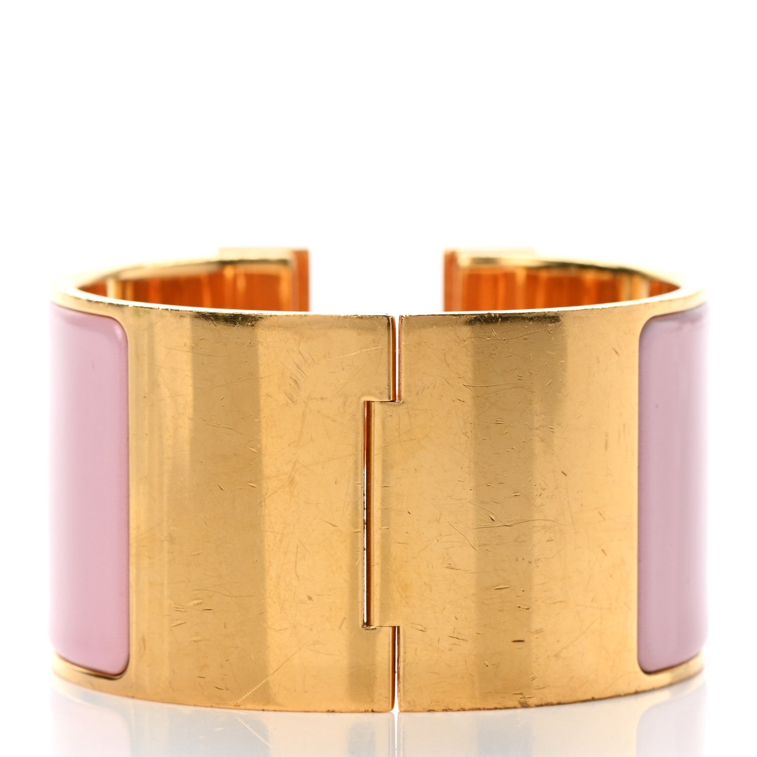 Hermes Enamel Extra Wide Clic Clac H Bracelet PM Rose Poudre 3 of 4