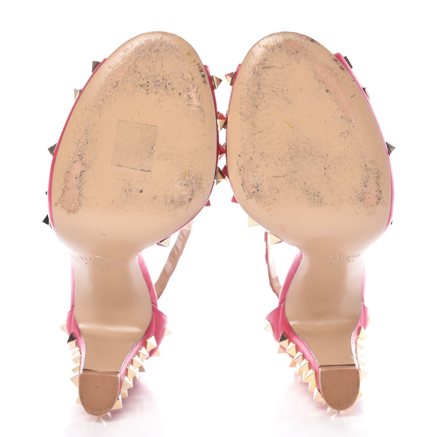 Valentino Garavani Nappa Rockstud All Over Peep Toe Ankle Strap Sandals 37 Fuchsia 7 of 11