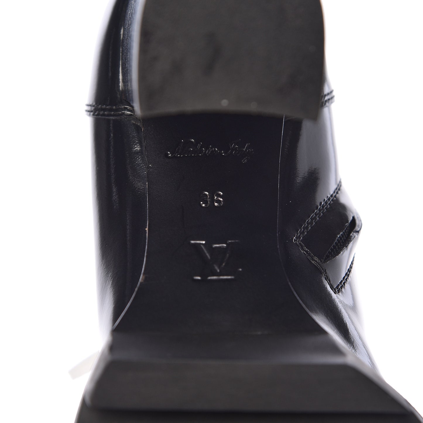 Glazed Calfskin Star Trail Ankle Boots 36 Black
