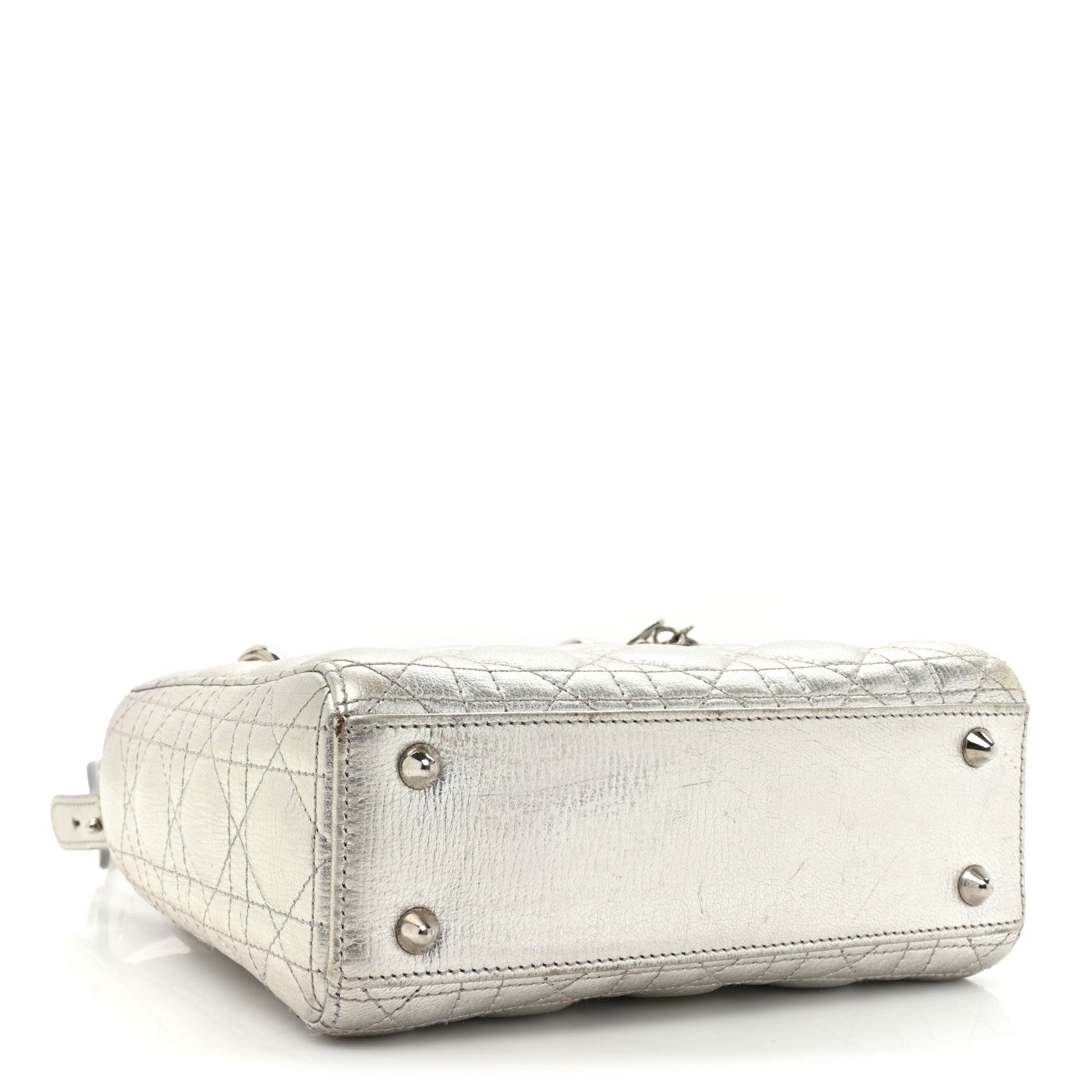 Christian Dior Metallic Grained Calfskin Cannage Small Lucky Badges My Lady Dior Silver 3 of 21