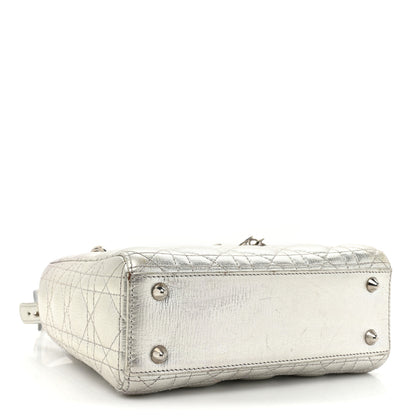 Christian Dior Metallic Grained Calfskin Cannage Small Lucky Badges My Lady Dior Silver 3 of 21