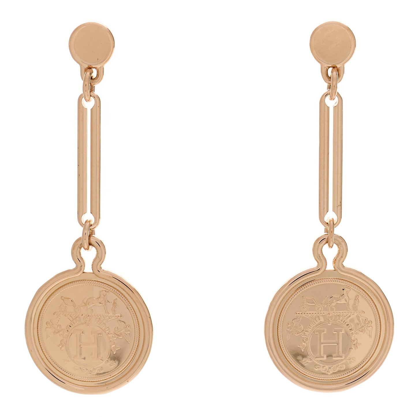 18K Rose Gold PM Ex-Libris Drop Earrings