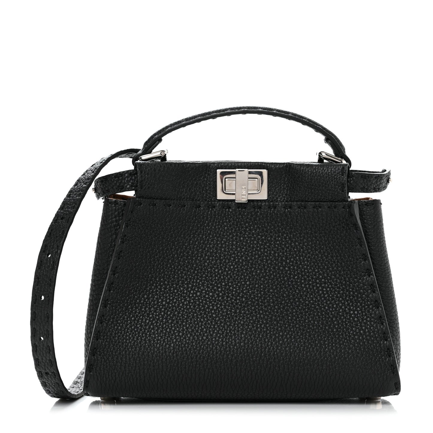 Cuoio Romano Selleria Bi-Color Mini Peekaboo Iconic Satchel Black Mou