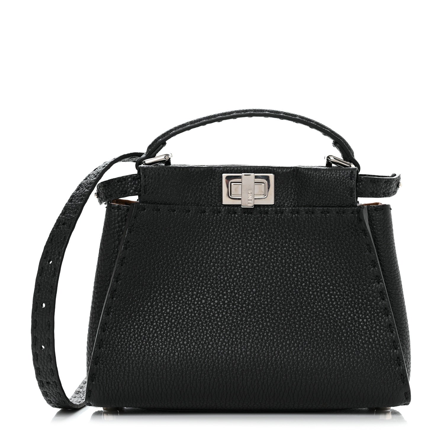 Fendi Cuoio Romano Selleria Bi-Color Mini Peekaboo Iconic Satchel Black Mou 1 of 10