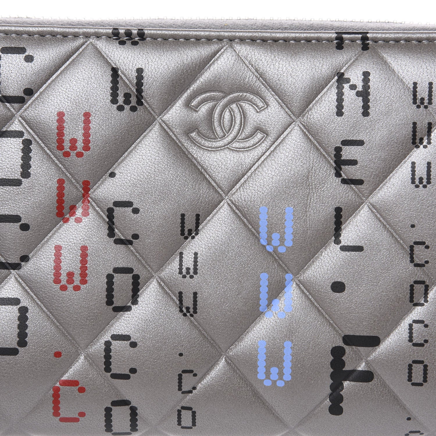 Chanel Metallic Lambskin Quilted Large Gusset Zip Around Wallet Silver Multicolor 12 of 12