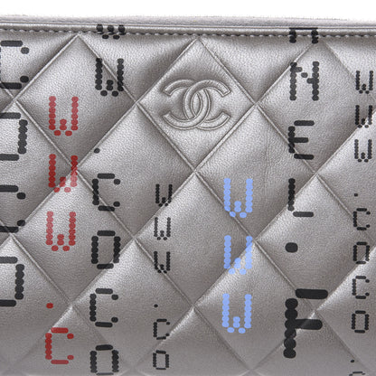 Chanel Metallic Lambskin Quilted Large Gusset Zip Around Wallet Silver Multicolor 12 of 12