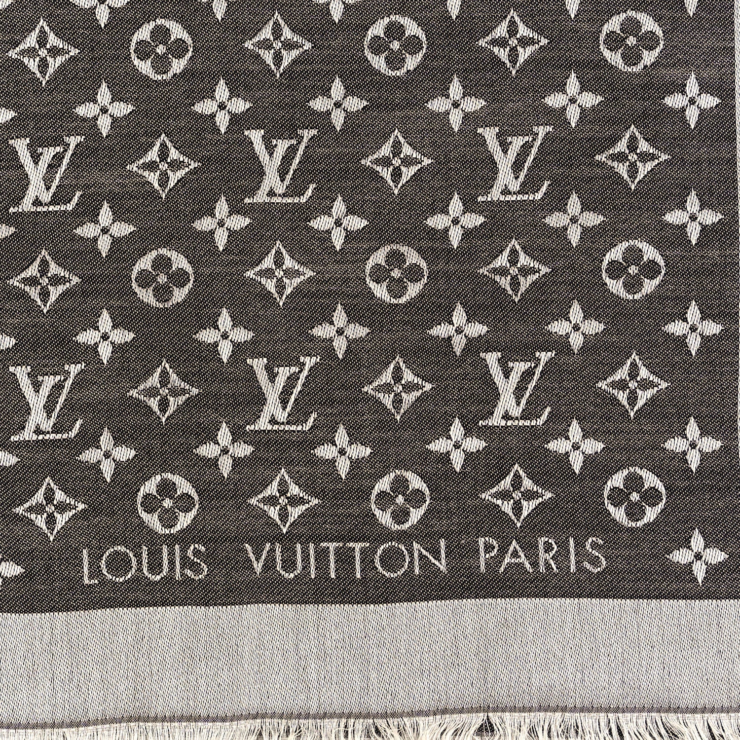 Louis Vuitton Silk Wool Monogram Denim Shawl Black 2 of 3